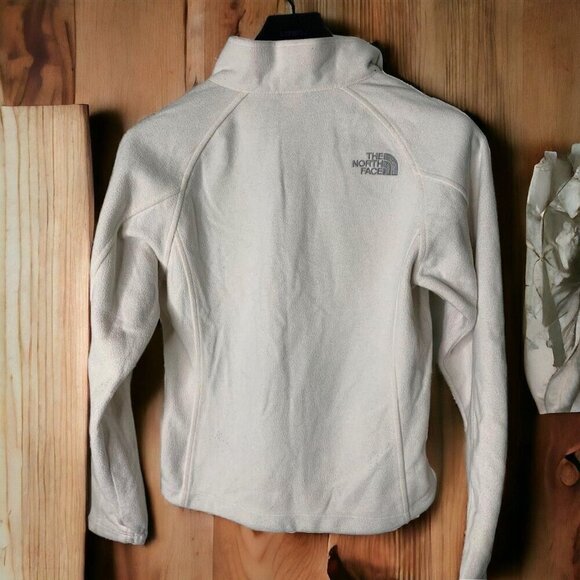 The North Face Ladies Cream Tan TKA 1 fleece long sleeve full zip jacket Medium - Picture 4 of 6